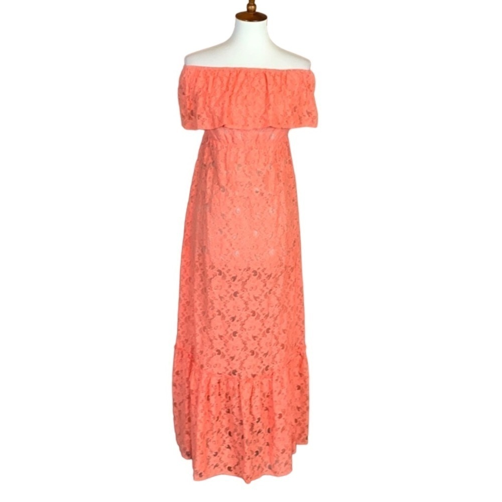 Flying Tomato orange lace off the shoulder dress Size Small